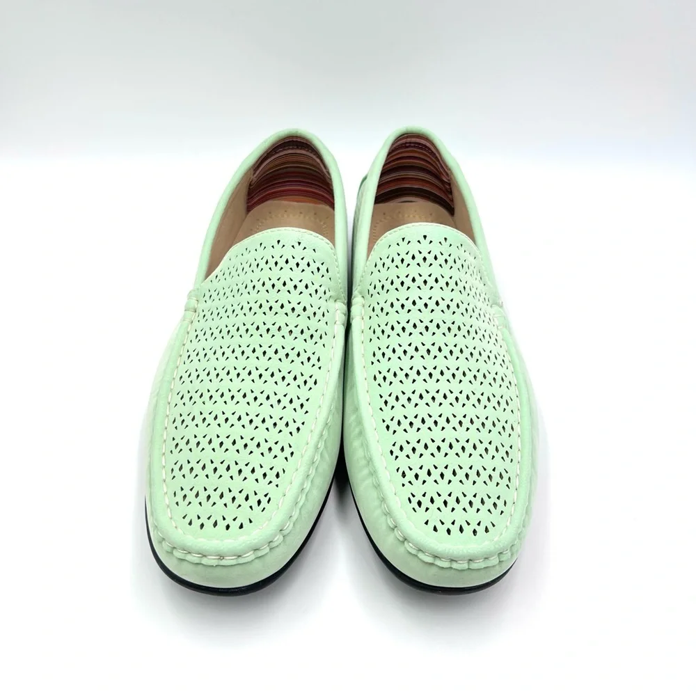 Stacy Adams Mens Size 7 Green Cicero Perf Moc Toe Slip On Driving Loafers‎ Shoes